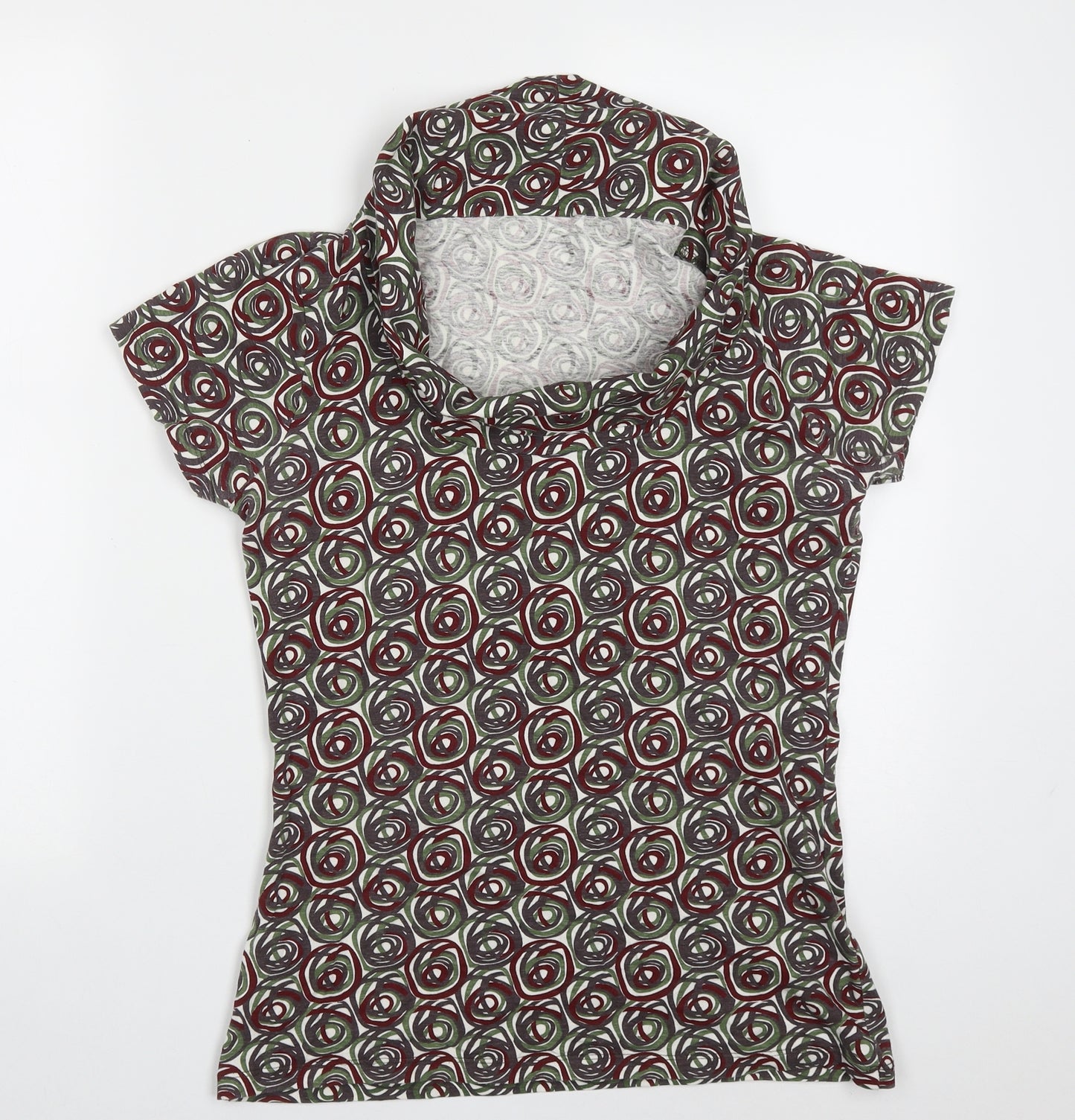 Matalan Womens Multicoloured Geometric Cotton Basic T-Shirt Size 16 Roll Neck