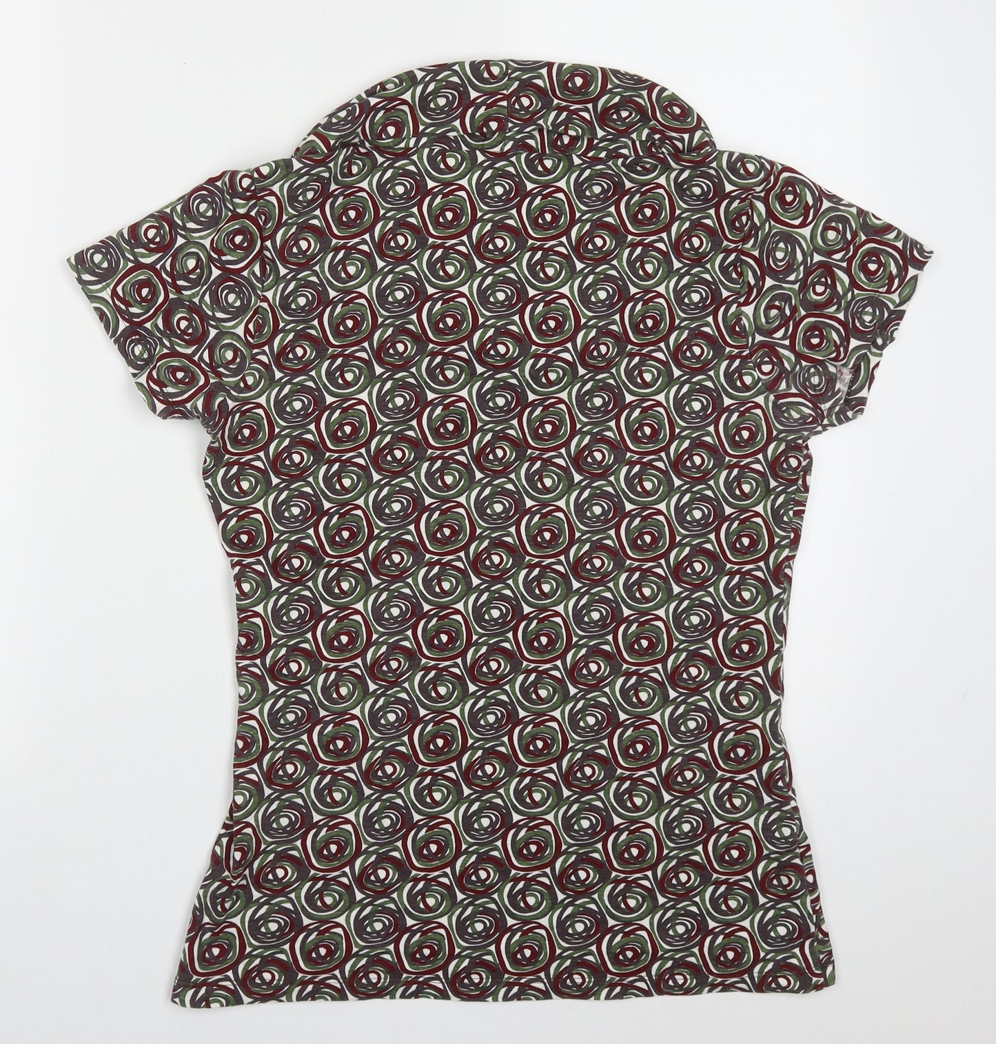 Matalan Womens Multicoloured Geometric Cotton Basic T-Shirt Size 16 Roll Neck