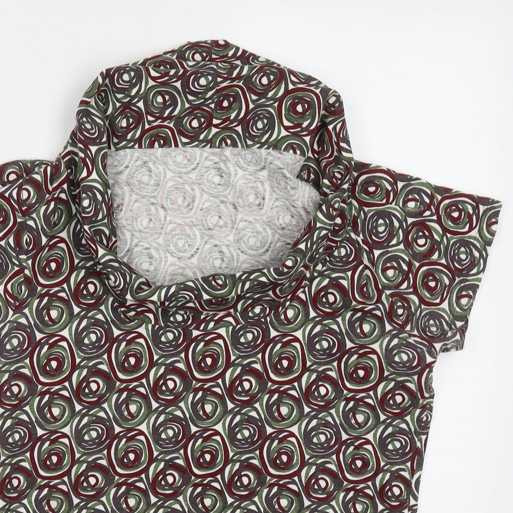 Matalan Womens Multicoloured Geometric Cotton Basic T-Shirt Size 16 Roll Neck