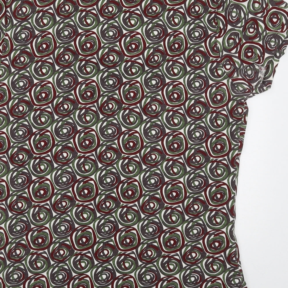 Matalan Womens Multicoloured Geometric Cotton Basic T-Shirt Size 16 Roll Neck