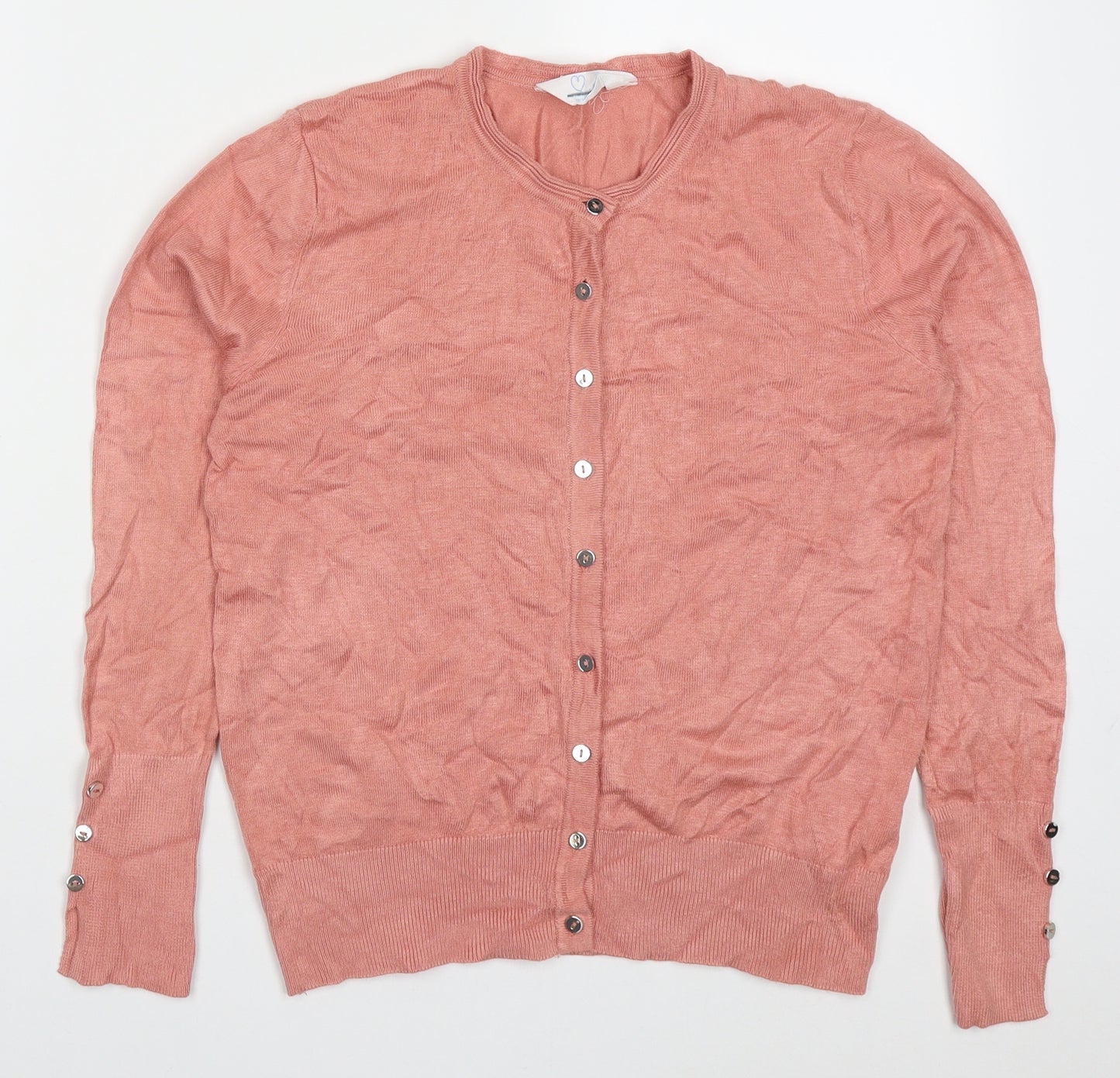 Primark Womens Pink Round Neck  Viscose Cardigan Jumper Size 10