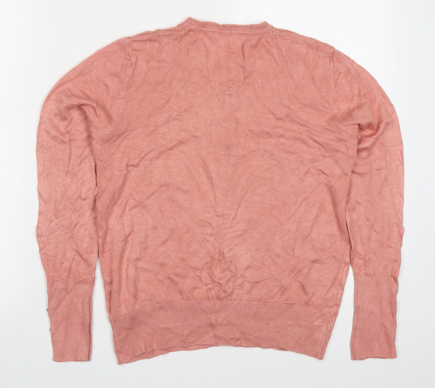 Primark Womens Pink Round Neck  Viscose Cardigan Jumper Size 10