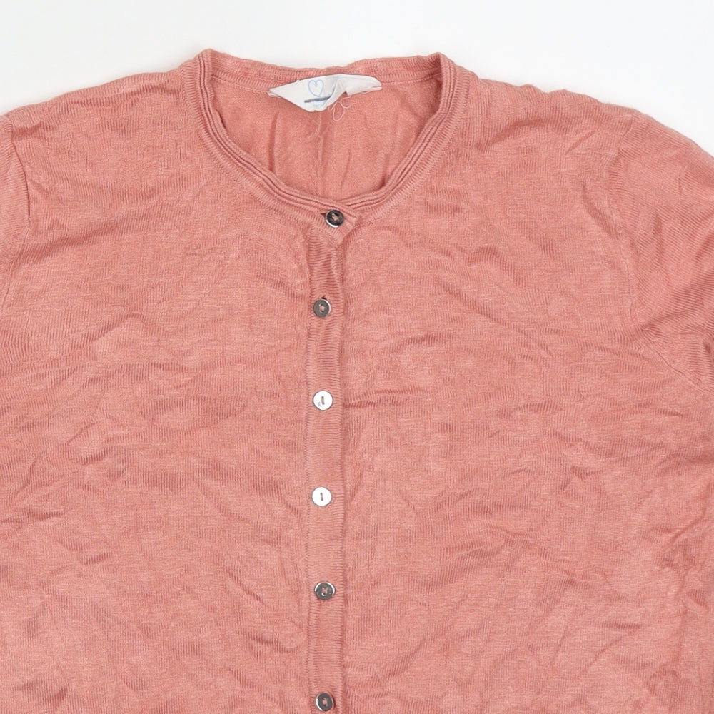 Primark Womens Pink Round Neck  Viscose Cardigan Jumper Size 10