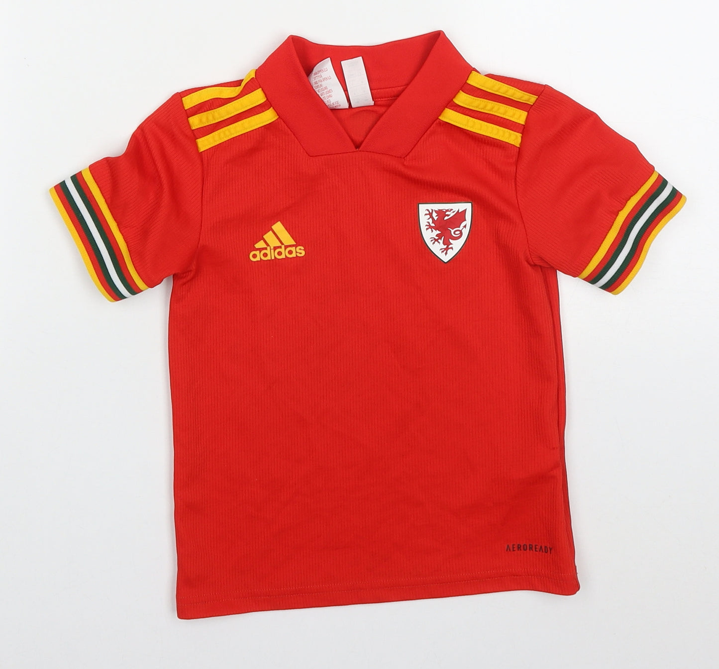 adidas Boys Red  Polyester Basic T-Shirt Size 4-5 Years V-Neck Pullover
