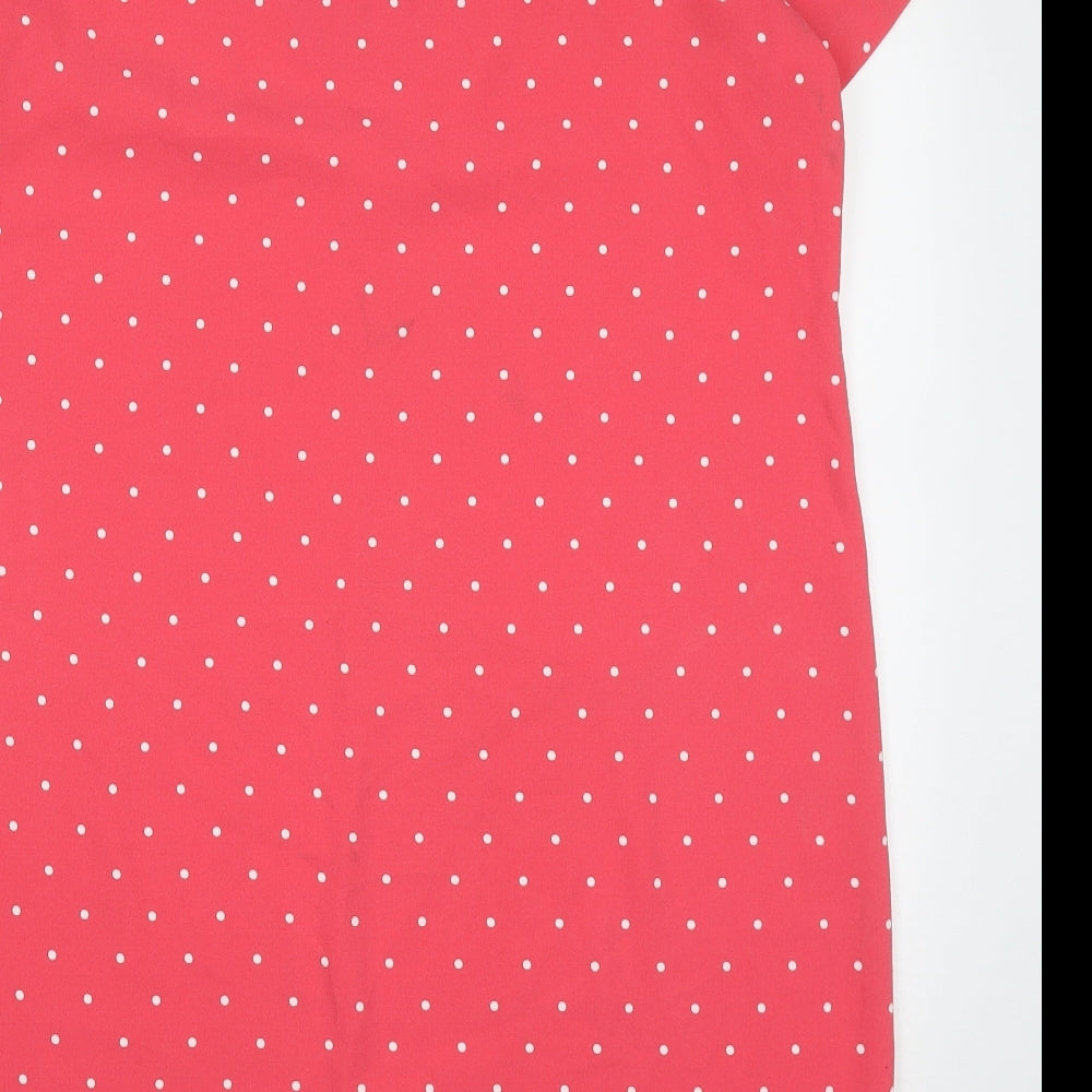 Marks and Spencer Womens Pink Polka Dot Polyester Pencil Dress  Size 16  V-Neck Pullover