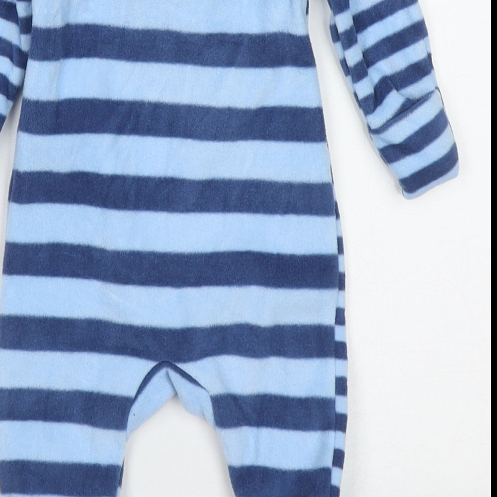 F&F Boys Blue Striped Polyester Babydoll One Piece Size Newborn  Button