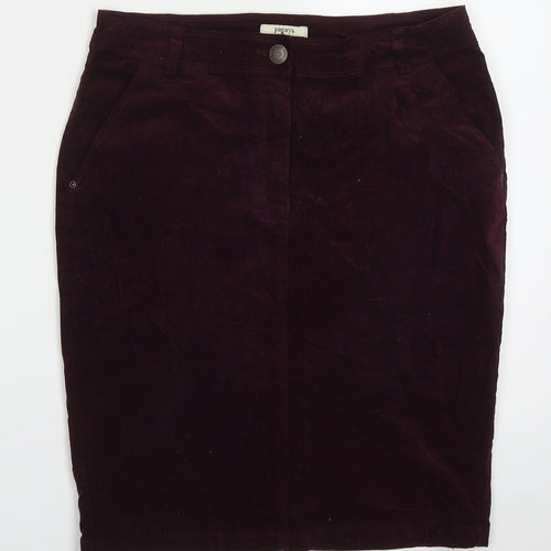 Papaya Womens Purple  Cotton Straight & Pencil Skirt Size 8   Button