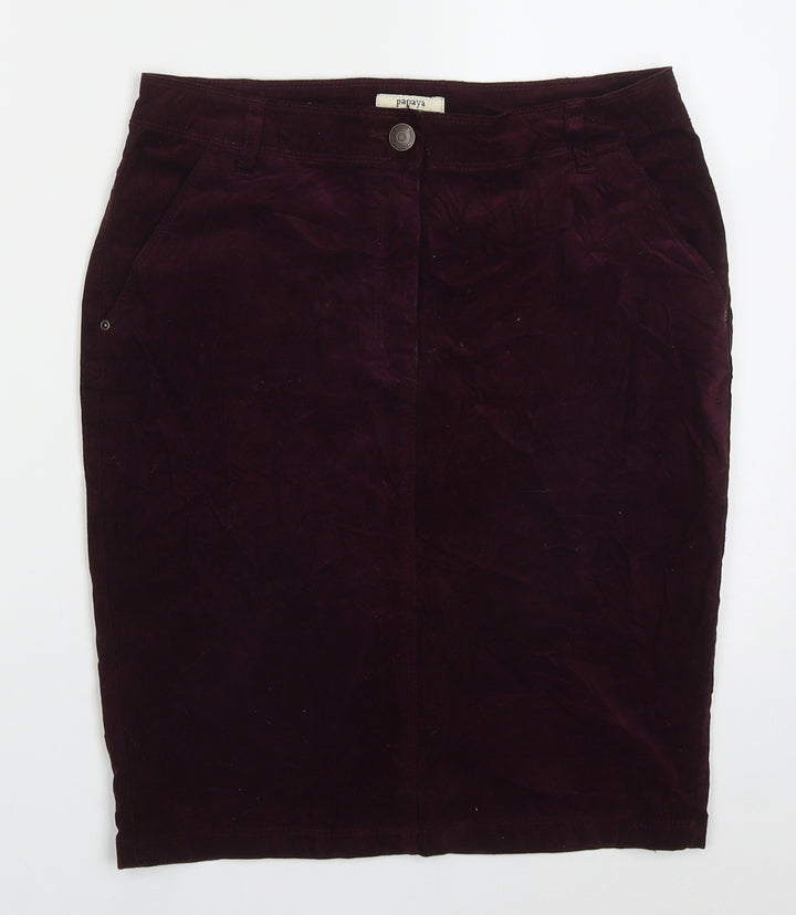 Papaya Womens Purple Cotton Straight & Pencil Skirt Size 8 Button