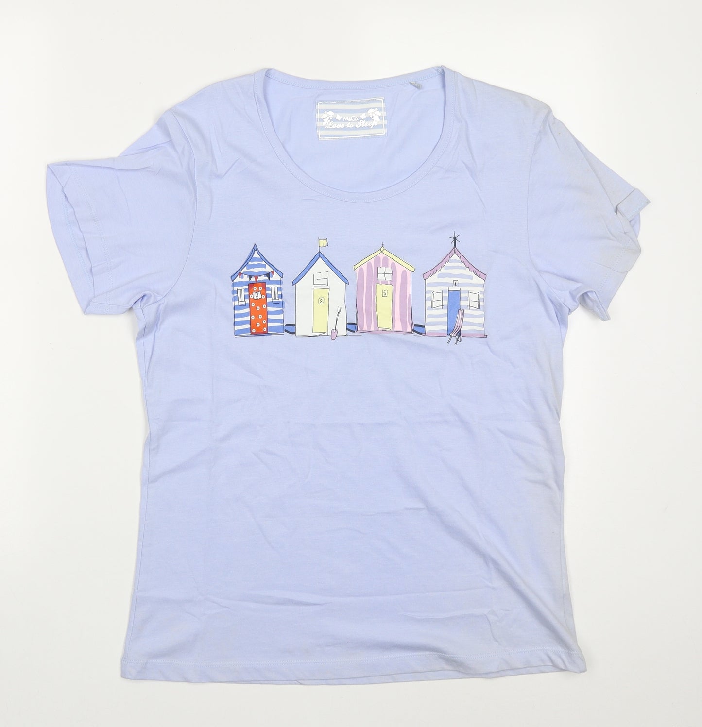 M&Co Womens Blue Solid Cotton Top Pyjama Top Size 10   - Houses