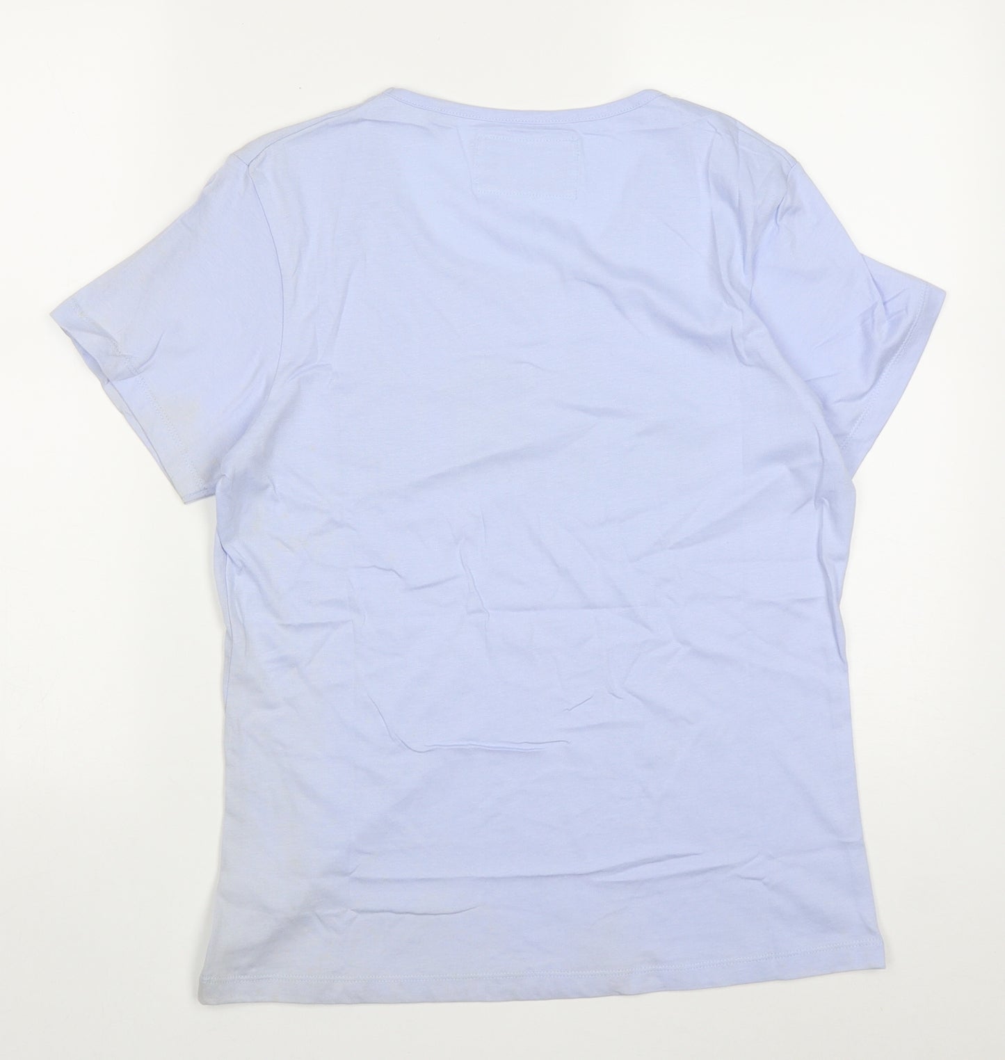 M&Co Womens Blue Solid Cotton Top Pyjama Top Size 10   - Houses