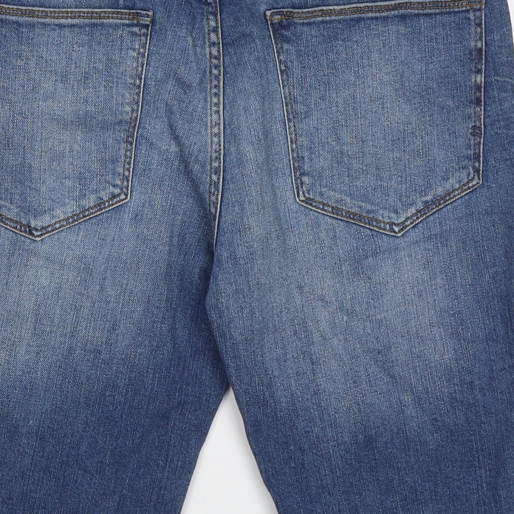 Very Mens Blue  Cotton Bermuda Shorts Size 30 L11 in Regular Button