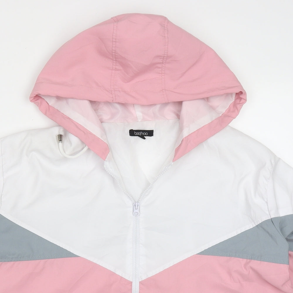 Boohoo Womens Pink Striped  Jacket  Size L  Zip