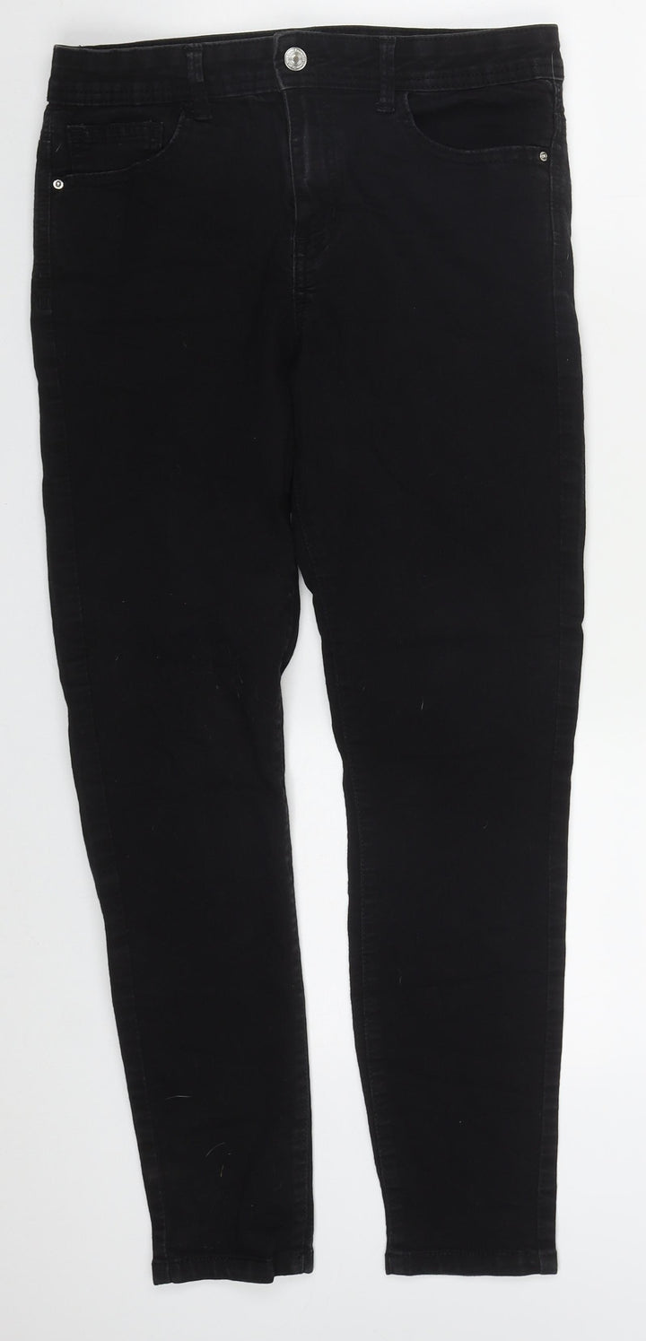 Denim Co Womens Black Cotton Skinny Jeans Size 14 L26 in Regular Button