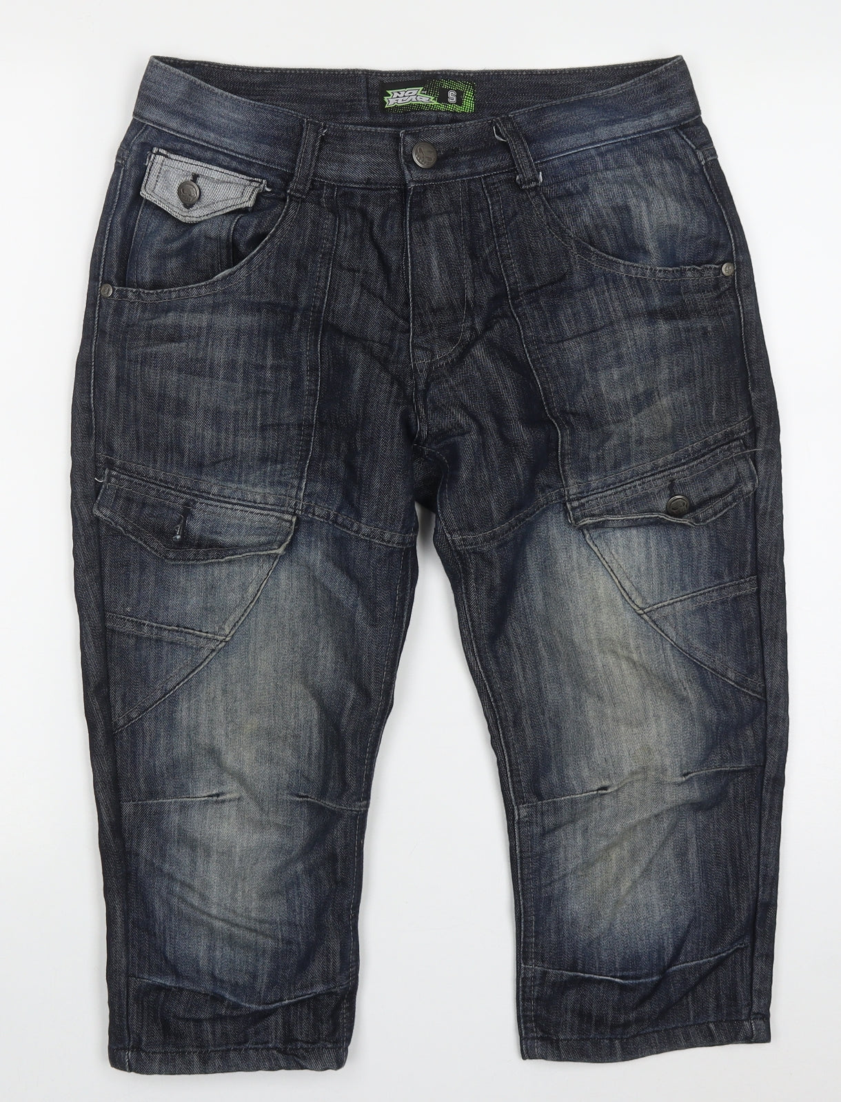 No Fear Mens Blue  Cotton Cropped Jeans Size S L20 in Regular Button