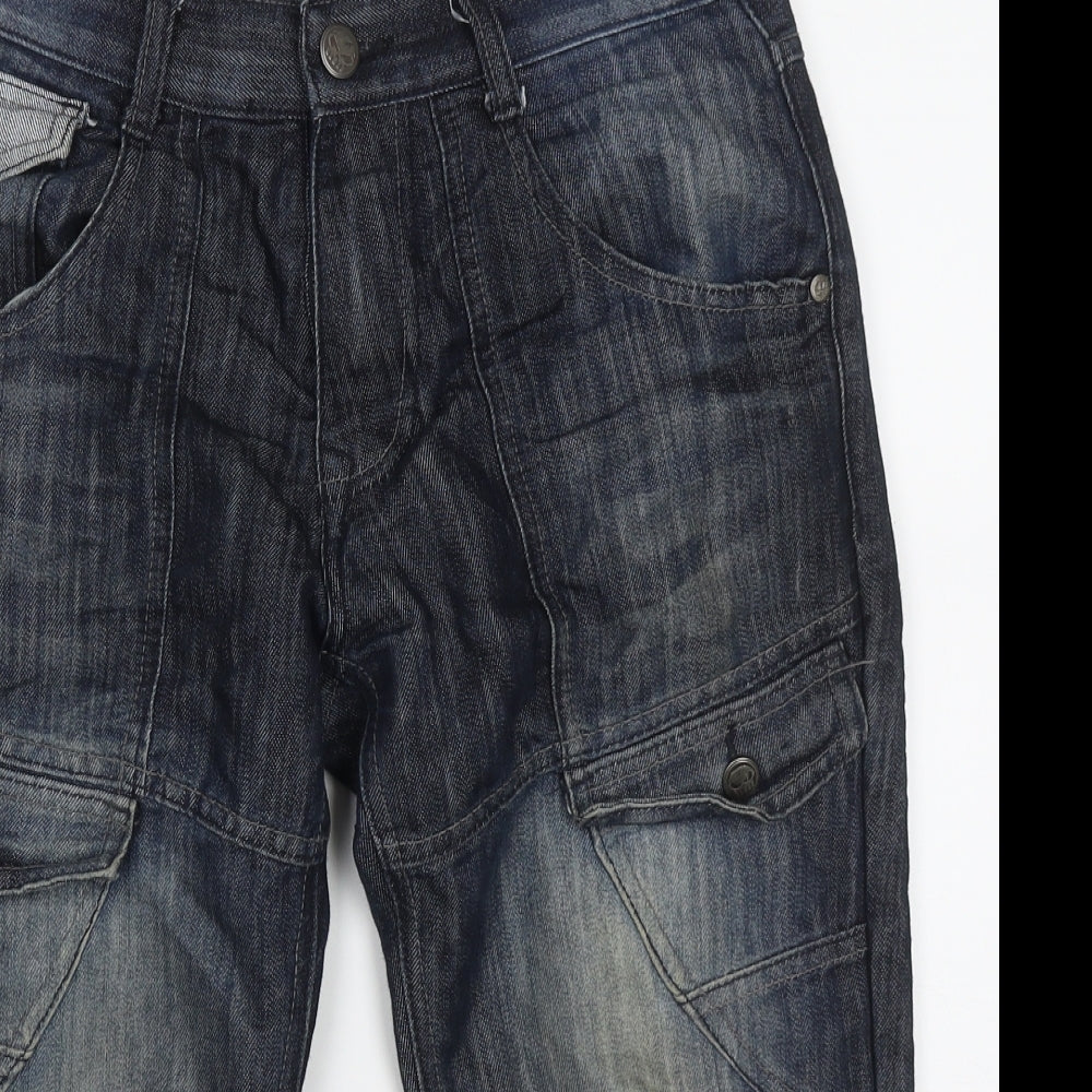 No Fear Mens Blue  Cotton Cropped Jeans Size S L20 in Regular Button