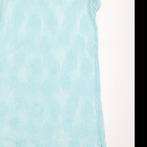 Primark Womens Blue  Polyester T-Shirt Dress  Size S  Round Neck Pullover - Shell Print Beach Cover Up