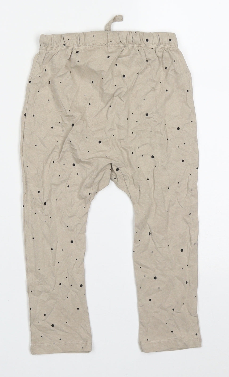 H&M Girls Beige  Cotton Sweatpants Trousers Size 2-3 Years  Regular Drawstring - Spotted