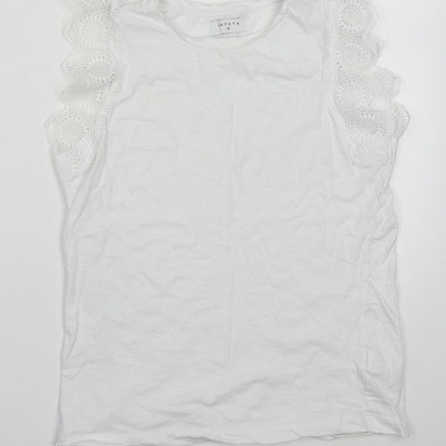 Papaya Womens White  Cotton Basic Tank Size 10 Round Neck
