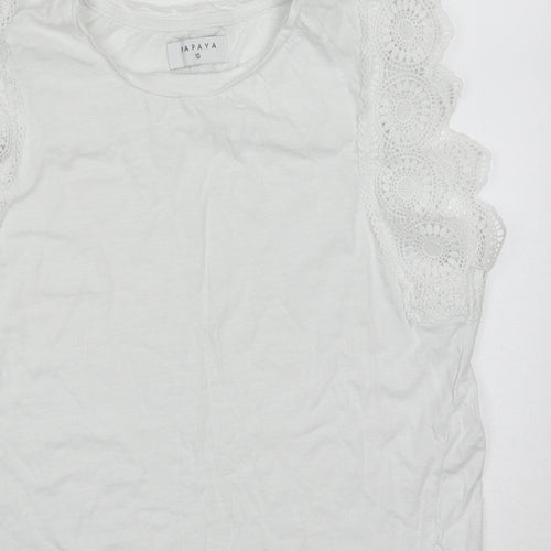 Papaya Womens White  Cotton Basic Tank Size 10 Round Neck