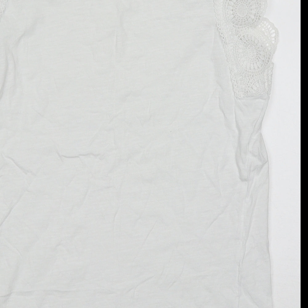 Papaya Womens White  Cotton Basic Tank Size 10 Round Neck