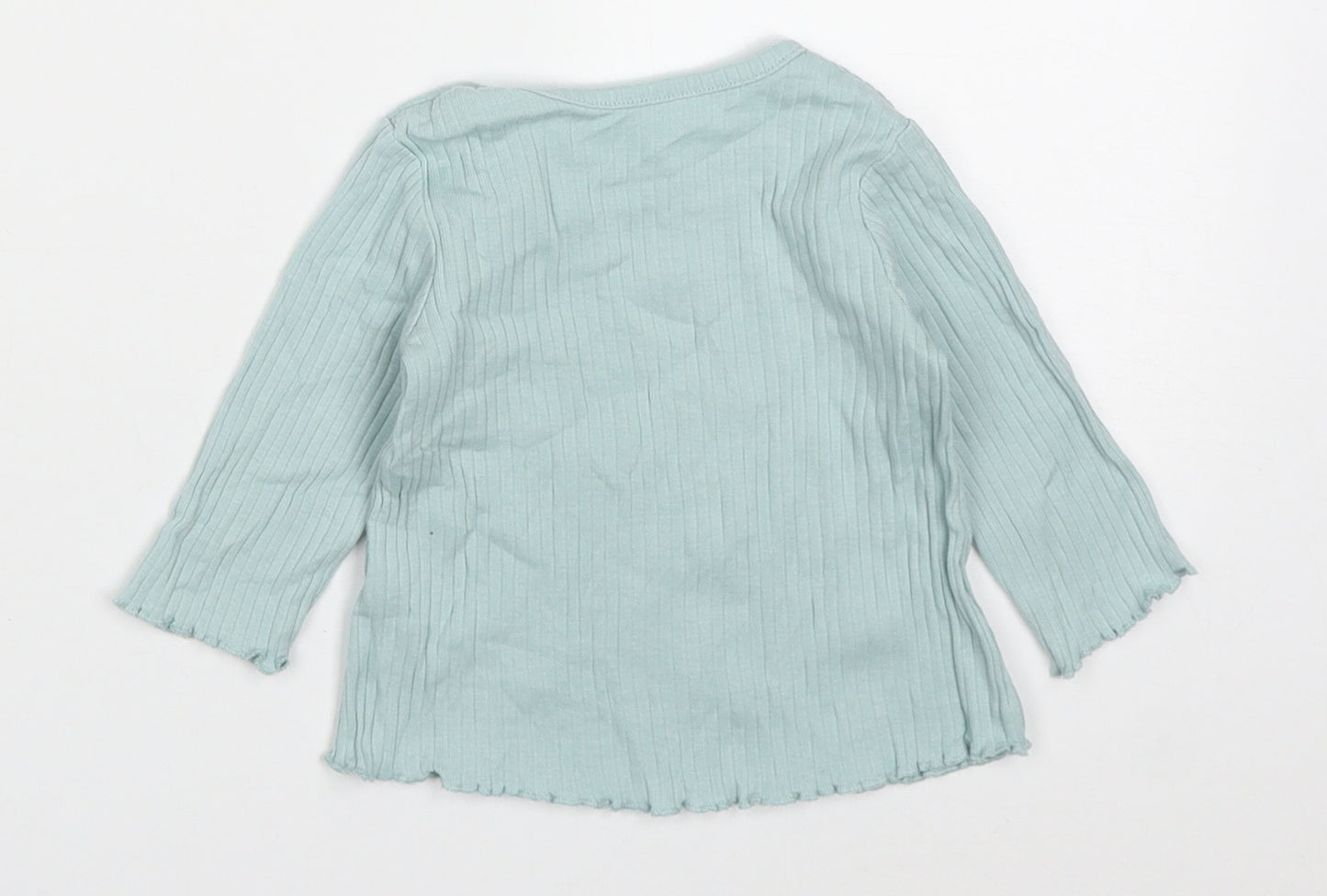 George Girls Blue  Cotton Basic T-Shirt Size 3-6 Months Round Neck Pullover