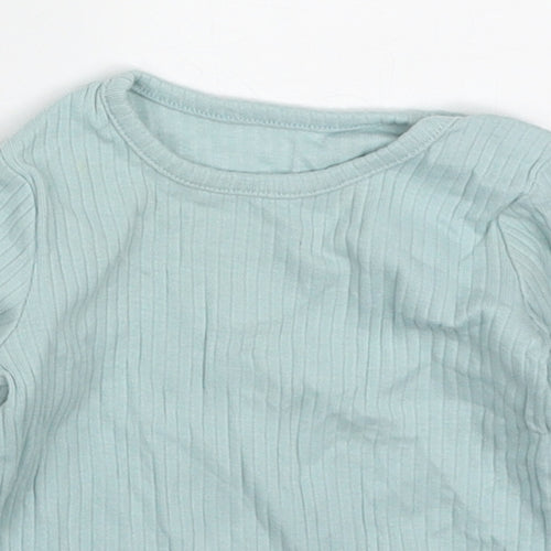 George Girls Blue  Cotton Basic T-Shirt Size 3-6 Months Round Neck Pullover