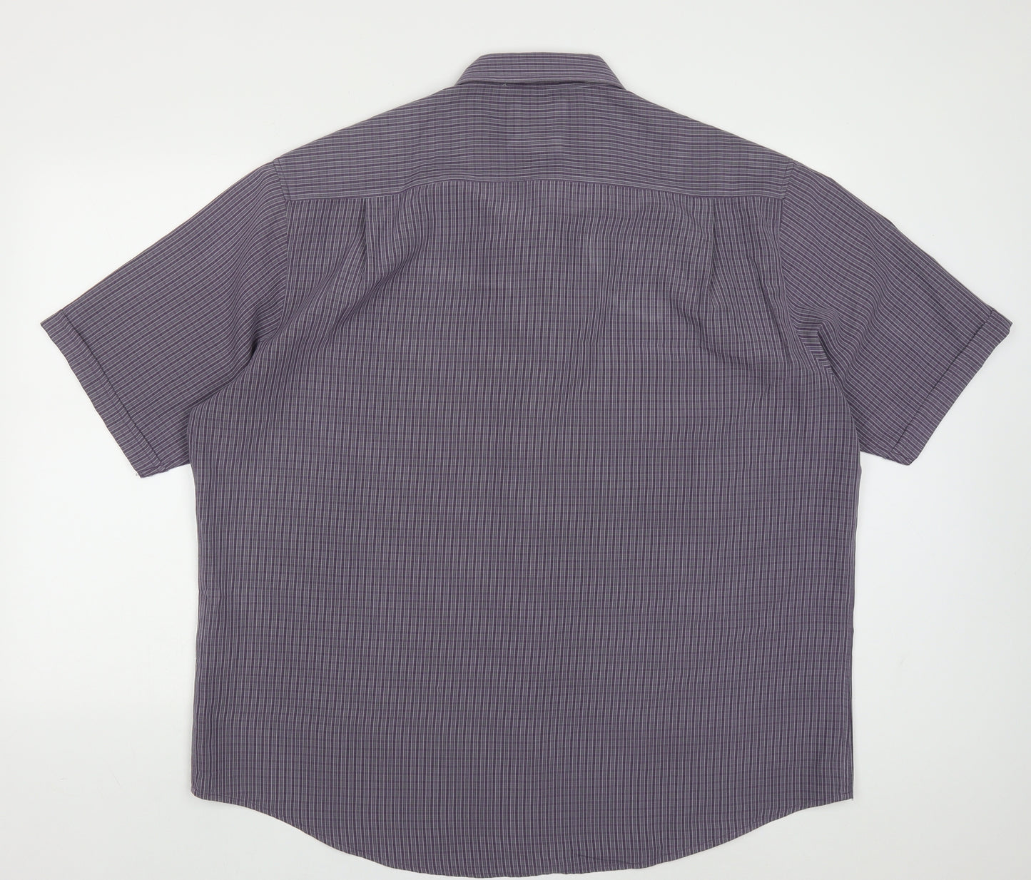 James Pringle Mens Purple Check Polyester  Button-Up Size 2XL Collared Button