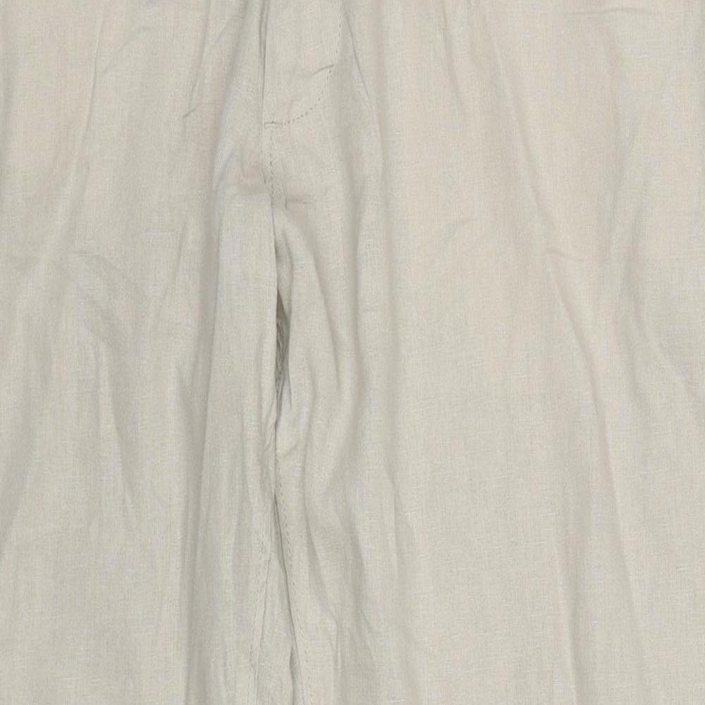 Marks and Spencer Mens Beige  Linen Trousers  Size 40 L31 in Regular Button