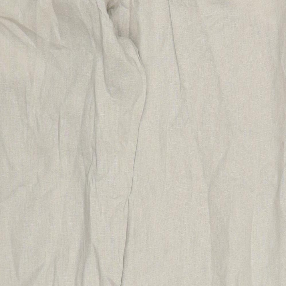 Marks and Spencer Mens Beige  Linen Trousers  Size 40 L31 in Regular Button