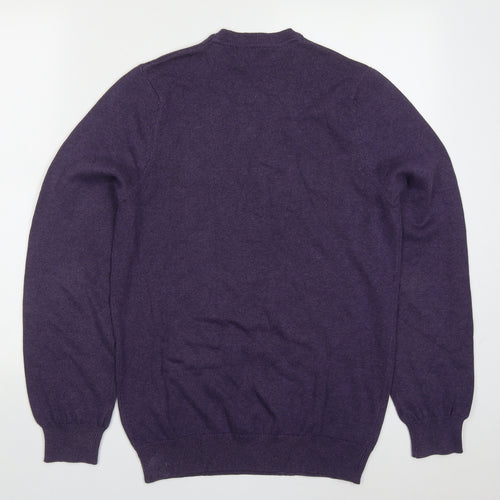Marks and Spencer Mens Purple V-Neck  Cotton Pullover Jumper Size S