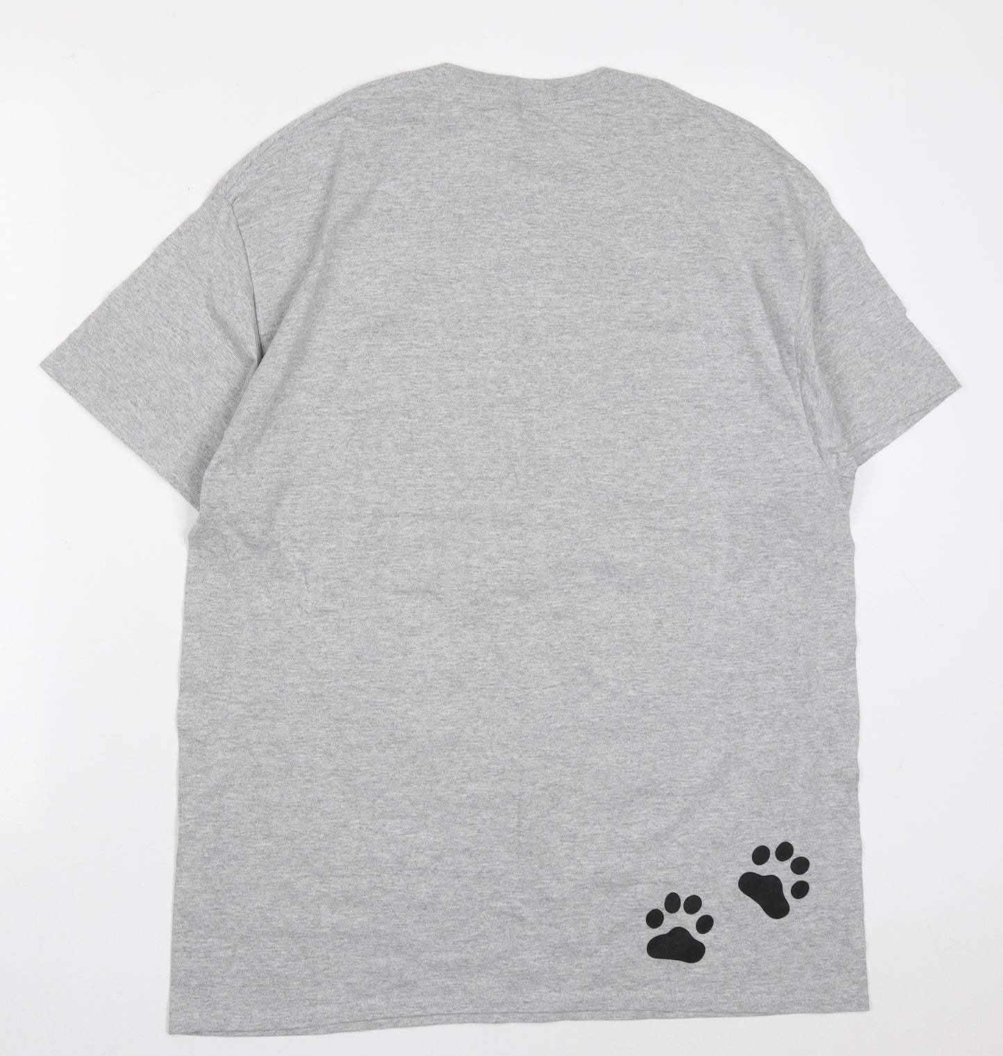 Gildan Womens Grey  Cotton Basic T-Shirt Size L Crew Neck - Dog Mum
