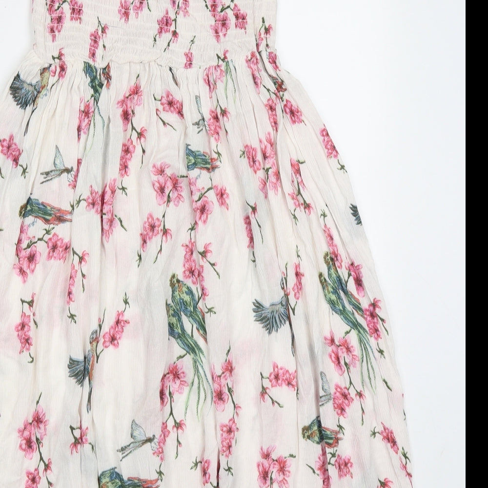 Intuition Womens Multicoloured Floral Viscose Trapeze & Swing  Size 8  Round Neck Pullover - Bird Prints