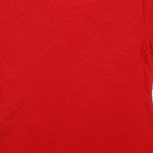Marks and Spencer Womens Red  Polyester Basic T-Shirt Size 12 Round Neck