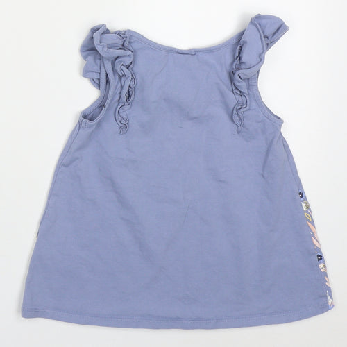 Savannah Girls Pink  Cotton Basic Tank Size 2-3 Years Round Neck Pullover - Rabbits and Flowers