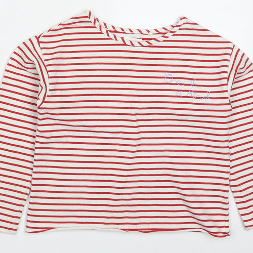 NEXT Girls Red Striped Cotton Pullover Sweatshirt Size 6 Years  Pullover - One Of A Kind