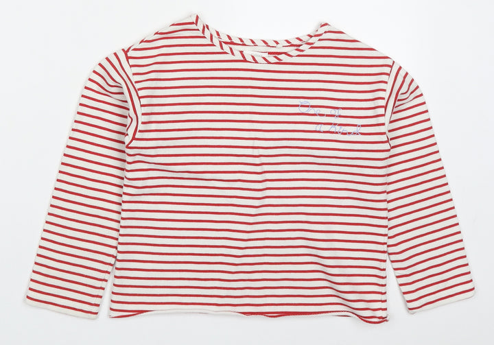 NEXT Girls Red Striped Cotton Pullover Sweatshirt Size 6 Years Pullover - One Of A Kind