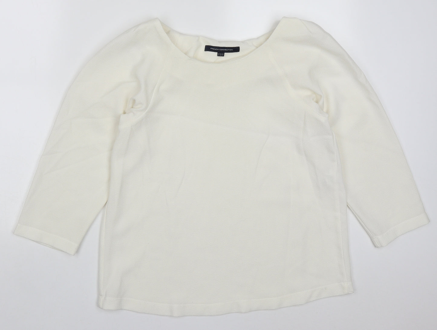 French Connection Womens White  Polyester Basic Blouse Size 10 Round Neck