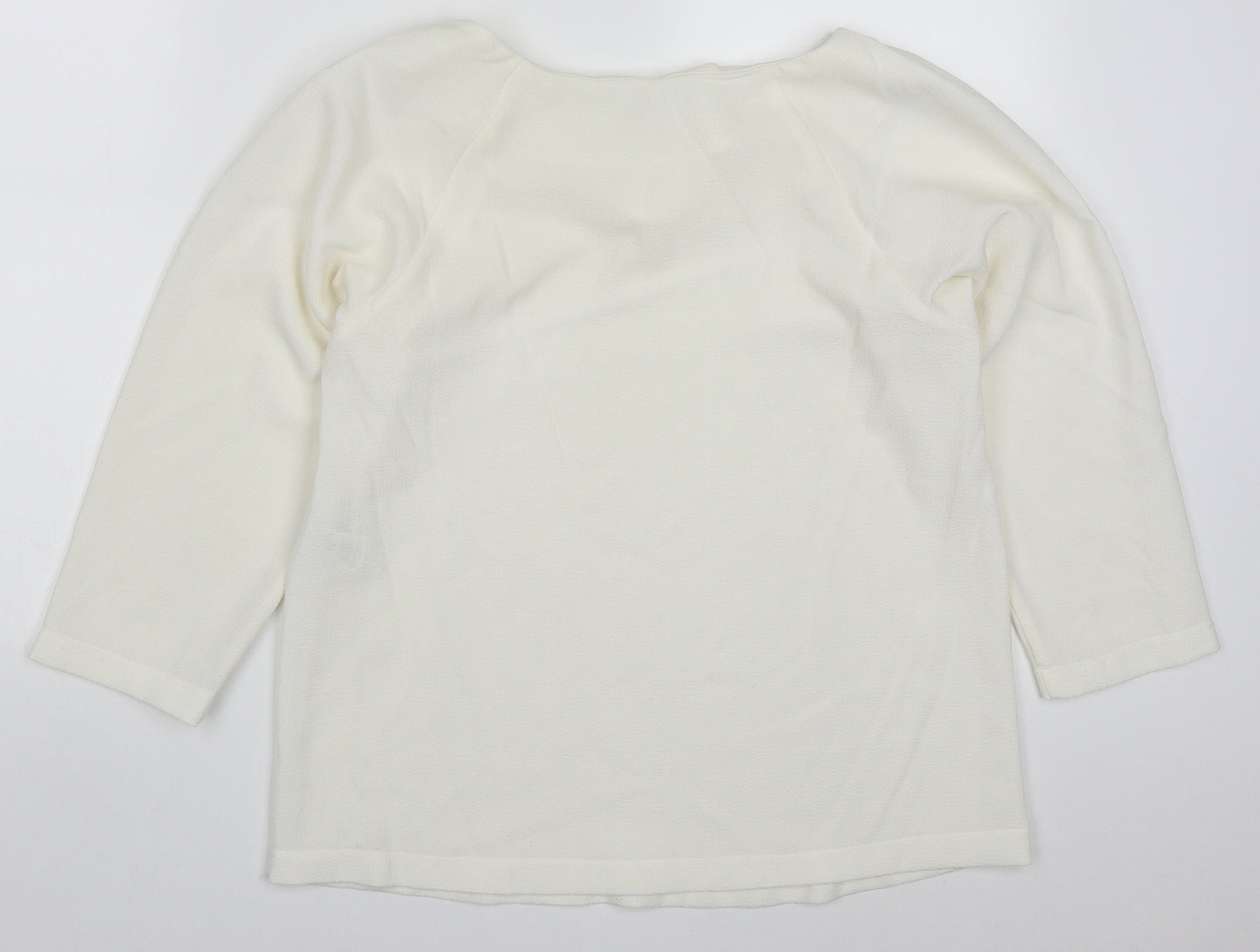 French Connection Womens White  Polyester Basic Blouse Size 10 Round Neck