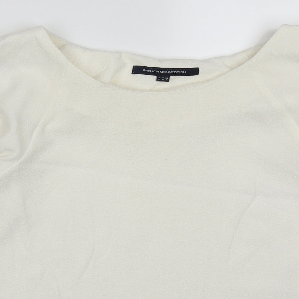 French Connection Womens White  Polyester Basic Blouse Size 10 Round Neck