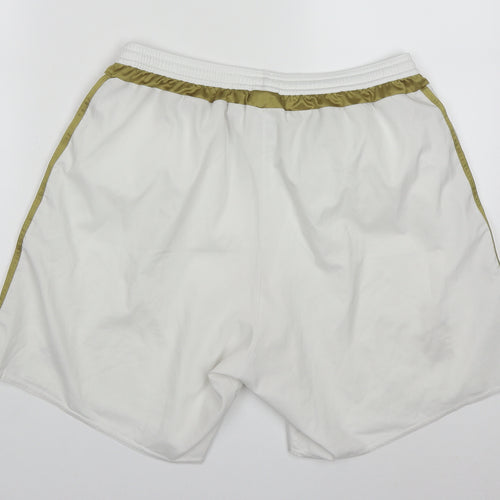 adidas Mens White Striped Polyester Athletic Shorts Size L L6 in Regular Drawstring - Gold