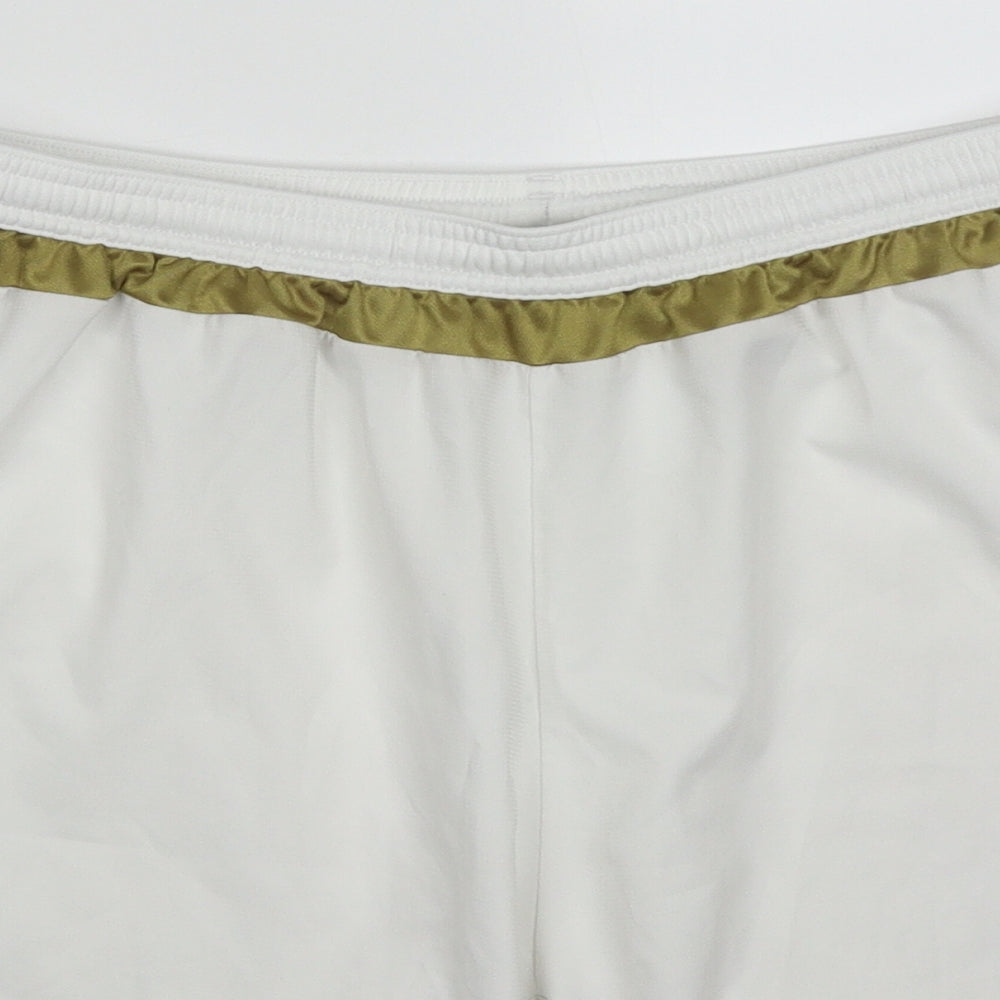 adidas Mens White Striped Polyester Athletic Shorts Size L L6 in Regular Drawstring - Gold
