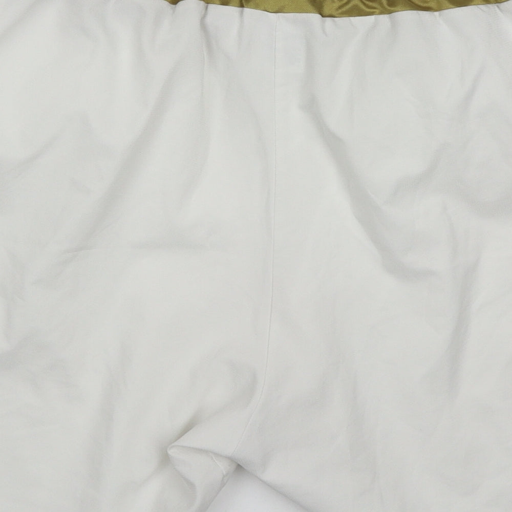 adidas Mens White Striped Polyester Athletic Shorts Size L L6 in Regular Drawstring - Gold