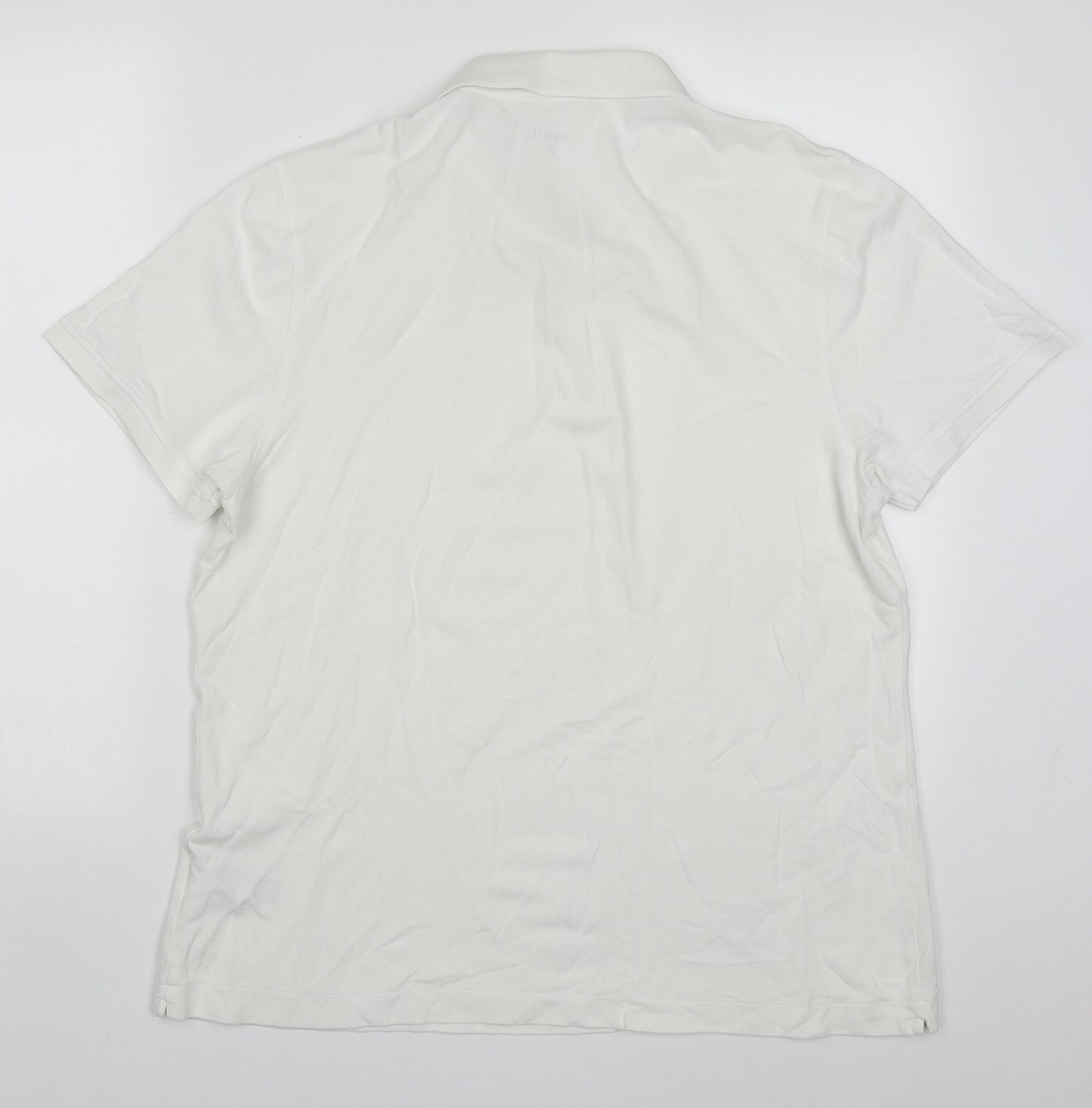 Un Bias Mens White  Cotton  Polo Size L Collared Pullover