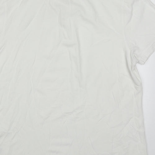 Un Bias Mens White  Cotton  Polo Size L Collared Pullover