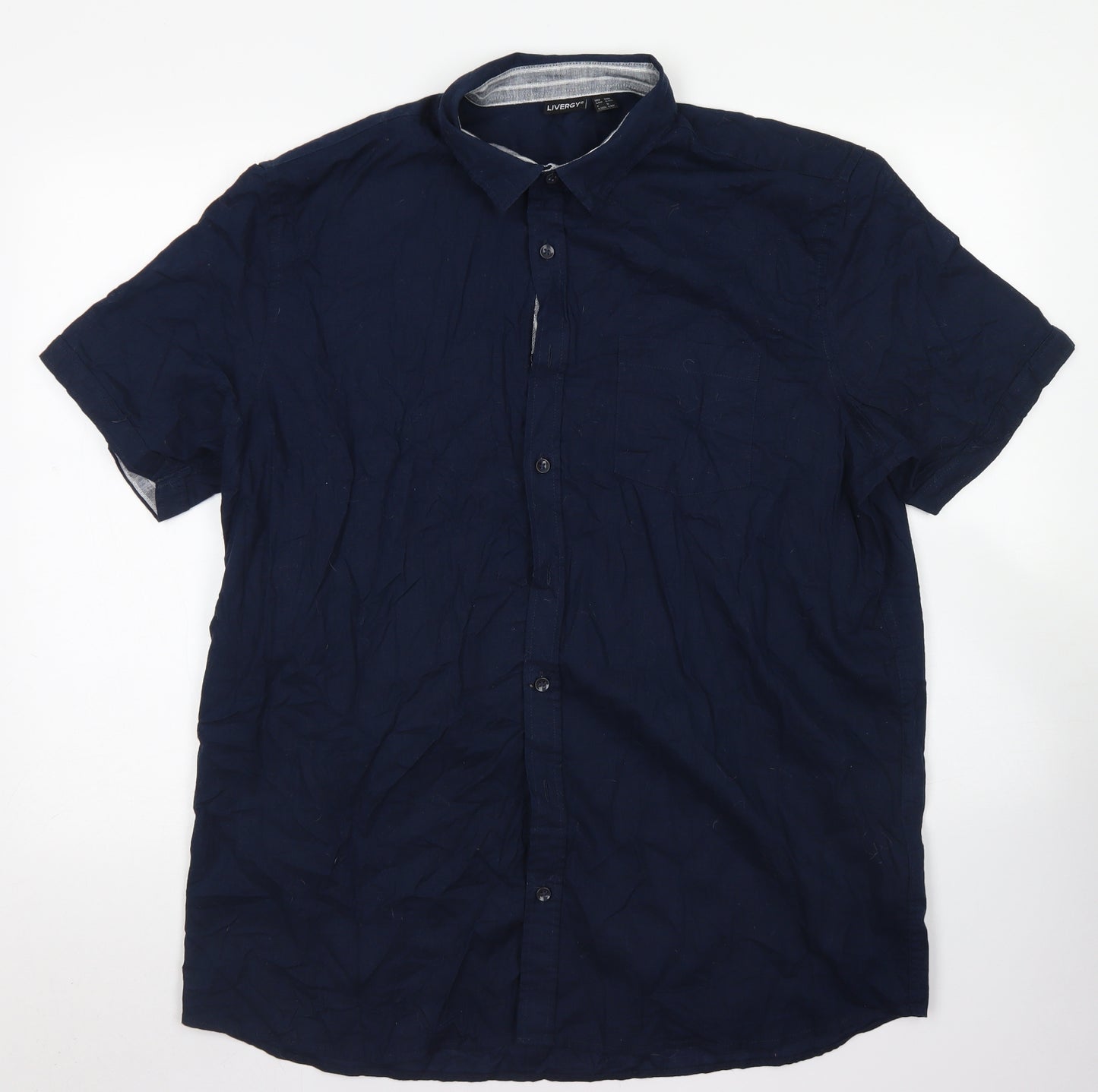 Livergy Mens Blue  Linen  Button-Up Size XL Collared Button