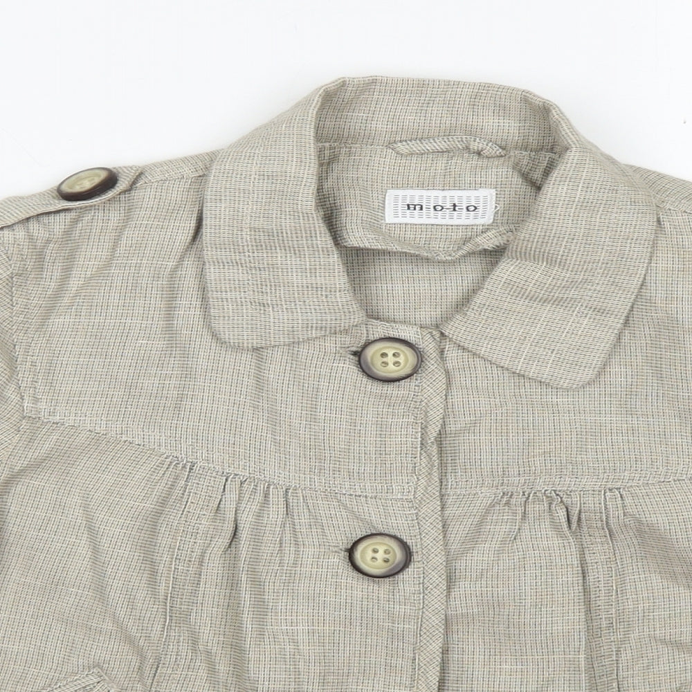 Moto Womens Brown Check  Jacket Blazer Size 10  Button