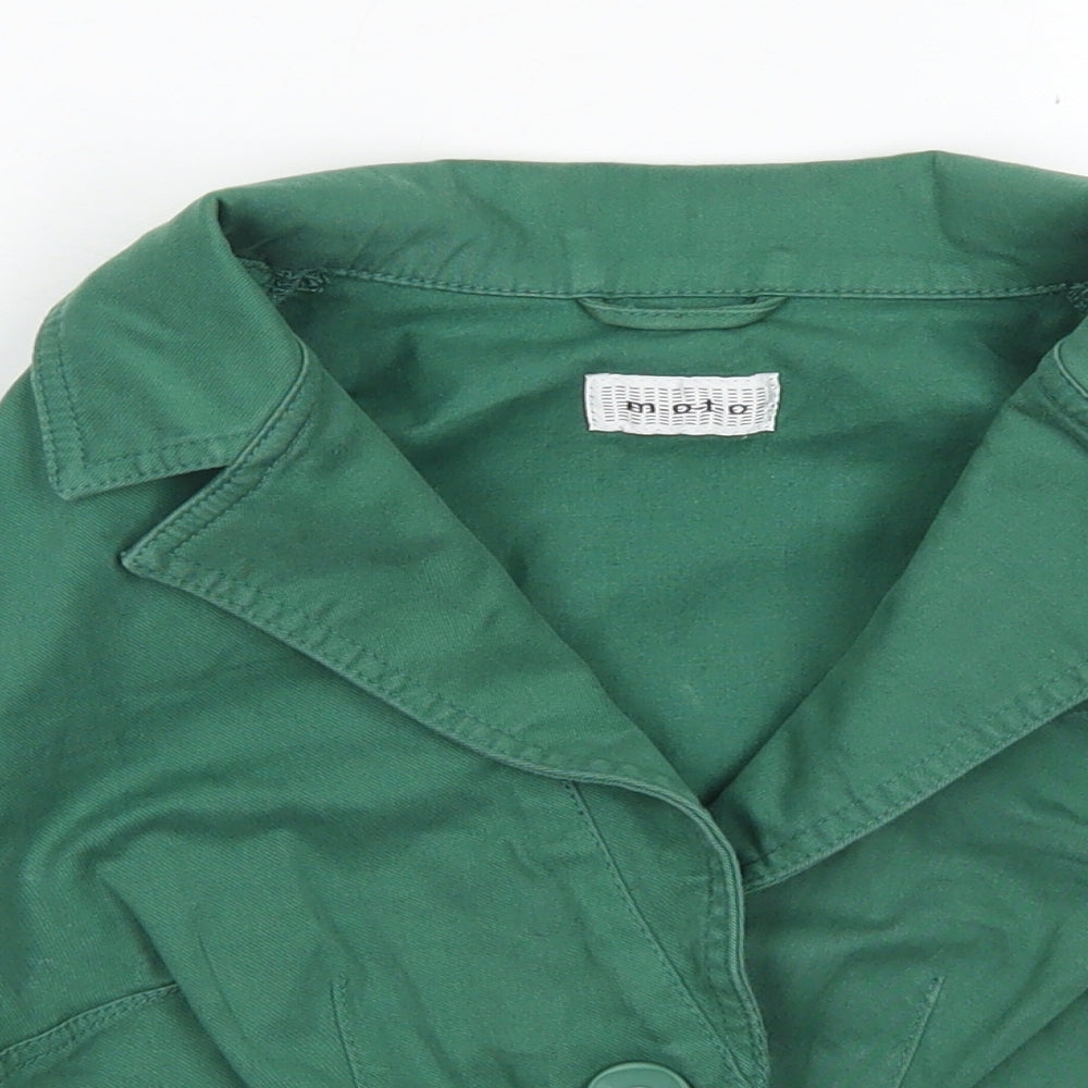 Moto Womens Green   Jacket Blazer Size 10  Button