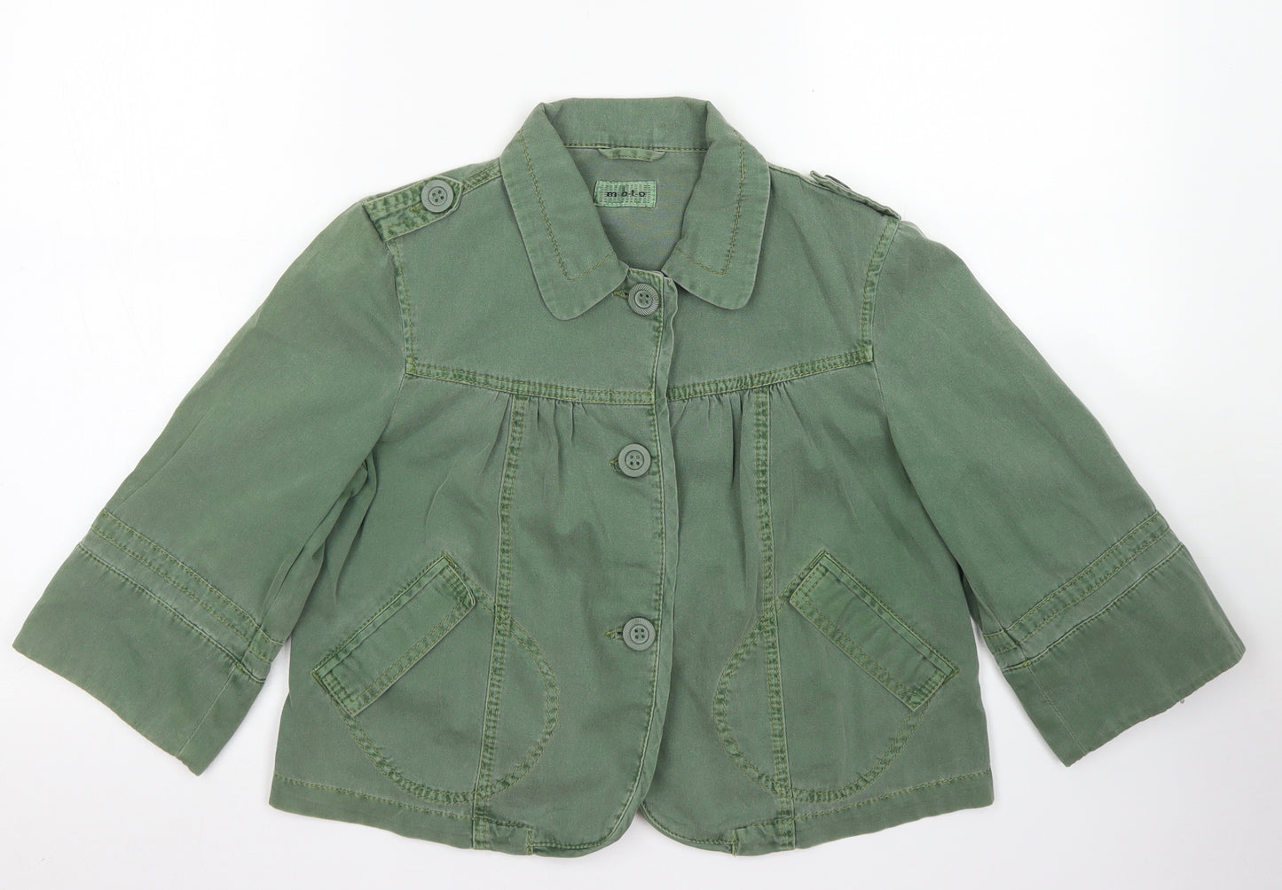 Moto Womens Green   Jacket Blazer Size 10  Button