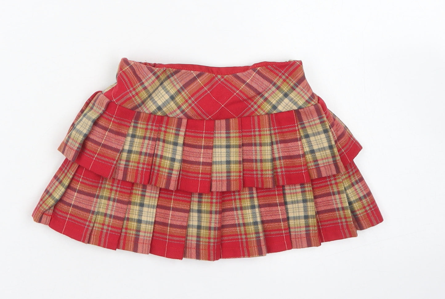 NEXT Girls Red Plaid Polyester Pleated Skirt Size 3-6 Months