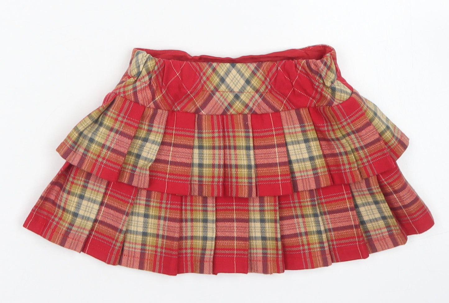 NEXT Girls Red Plaid Polyester Pleated Skirt Size 3-6 Months
